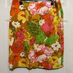Talbots Womens Straight Pencil Skirt‎ 12 Orange Flowered Career